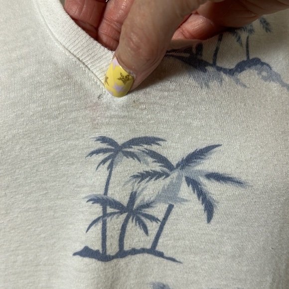 RAILS The Cara Vneck Blue Hawaii Tshirt Palm Tree White Blue Sz L - Picture 10 of 12